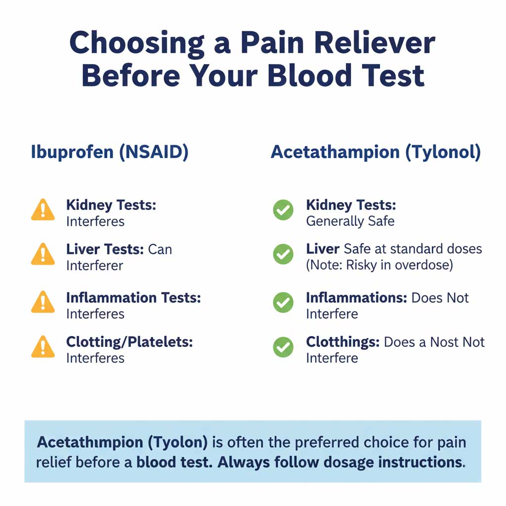 Pain Relief Before a Blood Test: Ibuprofen vs. Acetaminophen