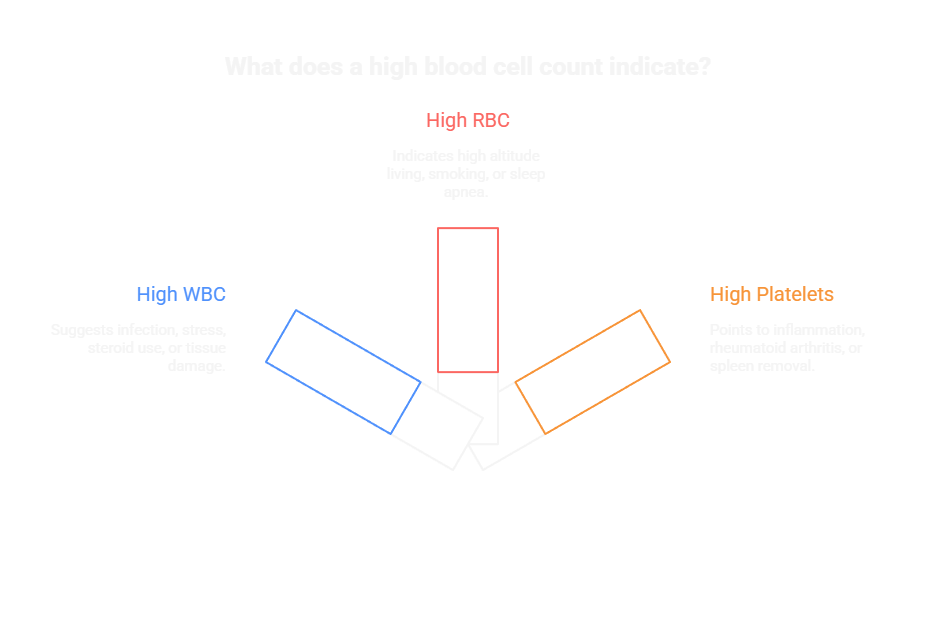 What does a high blood cell count indicate?
