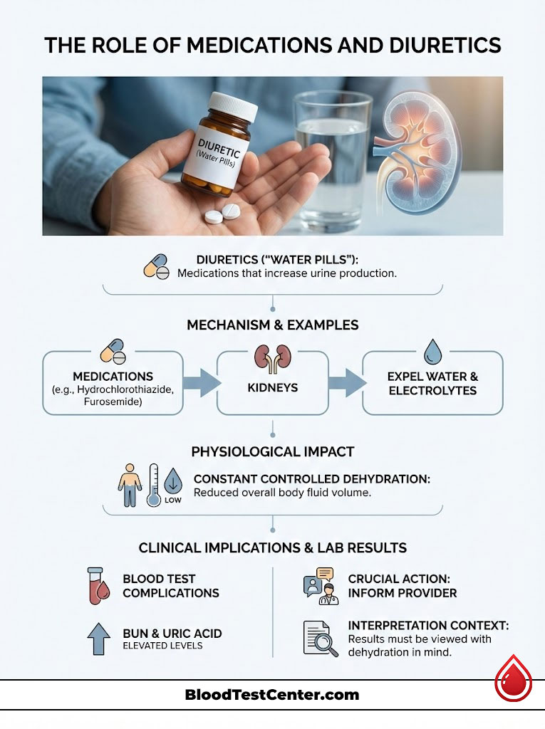A person holds a diuretic bottle with pills, illustrating the role of medications and diuretics in kidney function.